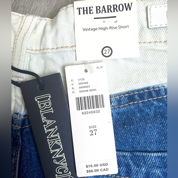 💘NWT BLANK NYC DIP DYE TIE DYE BLEACHED RAW HEM SHORTS! SIZE 27 or 4 HIGH RISE - Picture 8 of 8